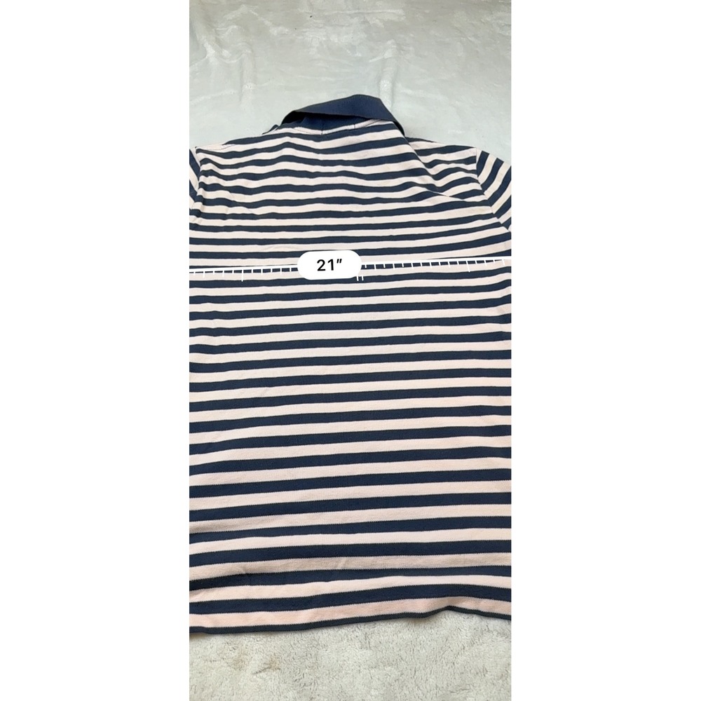 Polo Ralph Lauren Custom Fit Striped Polo Shirt Navy Pink Green Pony Large - Picture 5 of 6